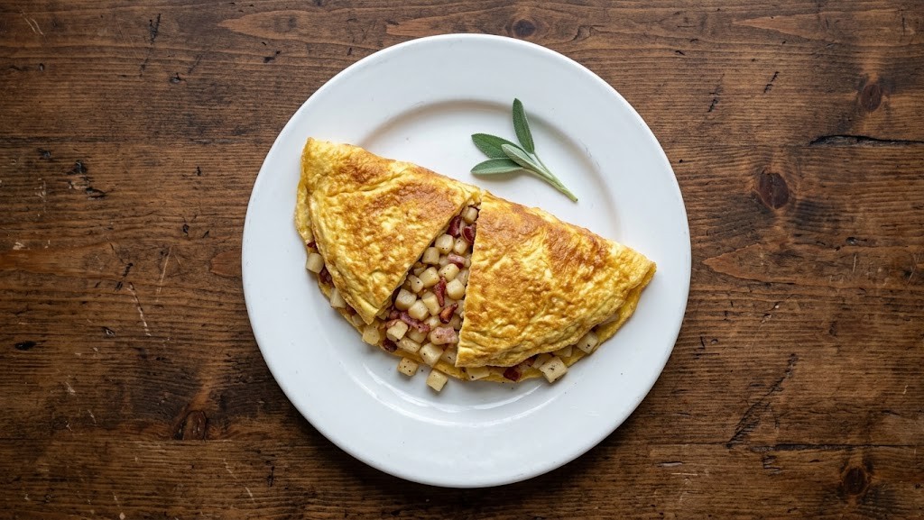 Mandrake and Basilisk Omelet plated and ready to serve
