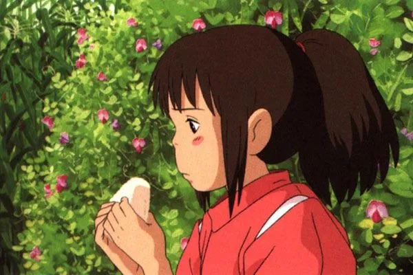 Scene from Studio Ghibli featuring Spirited Away Onigiri (Spicy Tuna)