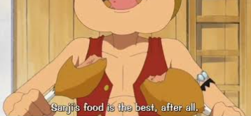 Scene from One Piece featuring Meat on the Bone